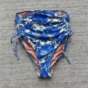J. Crew Blue Floral Bikini Bottoms with Blush Lining